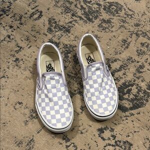 Vans Purple and White Checkered Slip-Ons